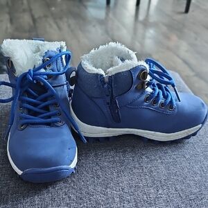 Mishansha Kids Boots Blue Shera Fur White Toddler Boy Girl Winter Outdoor Size 9